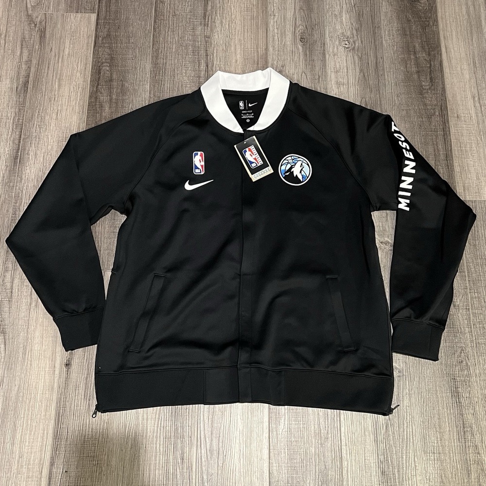 Nike x Timberwolves NBA Authentic Team Warm Up Jacket Size XL Black White NWT
